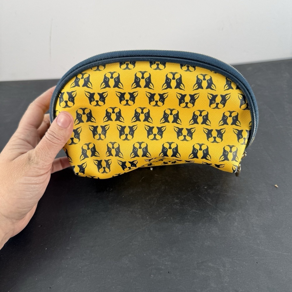 Dabney Lee Cosmetic Bag French Bulldog/Boston Terrier Yellow Single Zipper